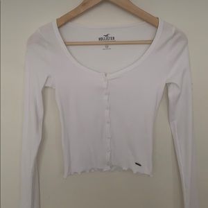 Hollister white button down crop top.  New/no tags